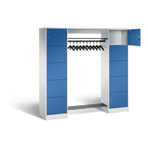 C+P Offene Garderobe Serie 8070, H1950xB1870xT480mm, Front Enzianblau, Korpus Lichtgrau (82710-00)