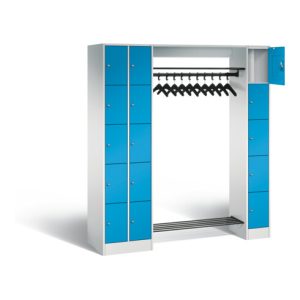 C+P Offene Garderobe Serie 8070, H1950xB2100xT480mm, Front Lichtblau, Korpus Lichtgrau (80730-00)