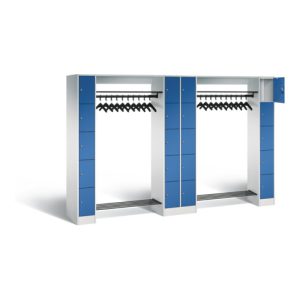 C+P Offene Garderobe Serie 8070, H1950xB2840xT480mm, Front Enzianblau, Korpus Lichtgrau (80730-20)