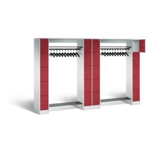 C+P Offene Garderobe Serie 8070, H1950xB2840xT480mm, Front Rubinrot, Korpus Lichtgrau (80730-20)