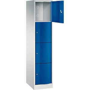 C+P Schließfachschrank Resisto, 1 Abteil, 4 Fächer, B 396 x T 540 x H 1950 mm, Lichtgrau/Lichtblau