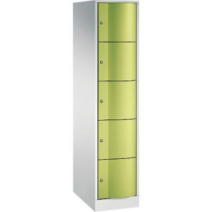 C+P Schließfachschrank Resisto, 1 Abteil, 5 Fächer, B 396 x T 640 x H 1950 mm, Lichtgrau
