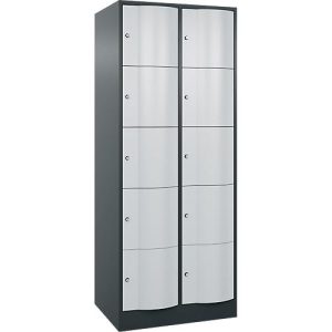 C+P Schließfachschrank Resisto, 2 Abteile, 10 Fächer, B 772 x T 640 x H 1950 mm, Anthrazitgrau/Lichtgrau C+P Schließfachschrank Resisto, 2 Abteile, 10 Fächer, B 772 x T 640 x H 1950 mm, Anthrazitgrau/Lichtgrau