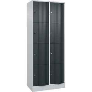 C+P Schließfachschrank Resisto, 2 Abteile, 8 Fächer, B 772 x T 540 x H 1950 mm, Anthrazitgrau/Lichtgrau