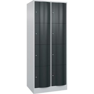 C+P Schließfachschrank Resisto, 2 Abteile, 8 Fächer, B 772 x T 640 x H 1950 mm, Lichtgrau/Anthrazitgrau C+P Schließfachschrank Resisto, 2 Abteile, 8 Fächer, B 772 x T 640 x H 1950 mm, Lichtgrau/Anthrazitgrau