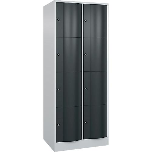 C+P Schließfachschrank Resisto, 2 Abteile, 8 Fächer, B 772 x T 640 x H 1950 mm, Lichtgrau/Anthrazitgrau