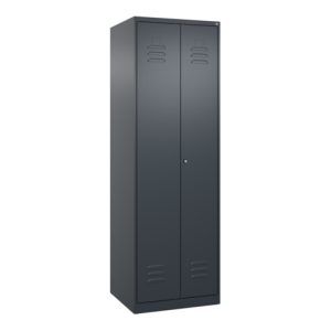 C+P Schwarz-Weiß-Spind Classic PLUS, 2 Abteile, 1850x600x500mm, 7016/7016 Verschluss Zylinderschloss