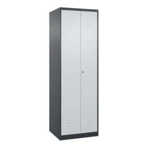 C+P Schwarz-Weiß-Spind Classic PLUS, 2 Abteile, 1850x600x500mm, 7016/7035 Verschluss Zylinderschloss
