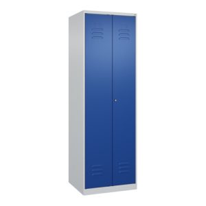 C+P Schwarz-Weiß-Spind Classic PLUS, 2 Abteile, 1850x600x500mm, 7035/5010 Verschluss Zylinderschloss