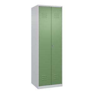 C+P Schwarz-Weiß-Spind Classic PLUS, 2 Abteile, 1850x600x500mm, 7035/6011 Verschluss Zylinderschloss