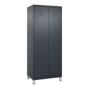 C+P Schwarz-Weiß-Spind Classic PLUS, 2 Abteile, 1850x800x500mm, 7016/7016 Verschluss Zylinderschloss