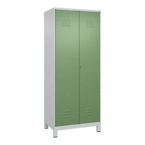 C+P Schwarz-Weiß-Spind Classic PLUS, 2 Abteile, 1850x800x500mm, 7035/6011 Verschluss Zylinderschloss