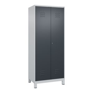 C+P Schwarz-Weiß-Spind Classic PLUS, 2 Abteile, 1850x800x500mm, 7035/7016 Verschluss Zylinderschloss