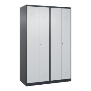 C+P Schwarz-Weiß-Spind Classic PLUS, 4 Abteile, 1850x1200x500mm, 7016/7035 Verschluss Zylinderschloss