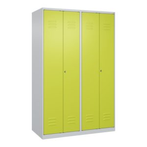 C+P Schwarz-Weiß-Spind Classic PLUS, 4 Abteile, 1850x1200x500mm, 7035/0024 Verschluss Zylinderschloss