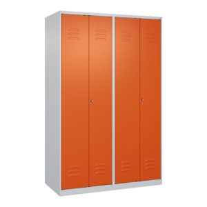 C+P Schwarz-Weiß-Spind Classic PLUS, 4 Abteile, 1850x1200x500mm, 7035/2004 Verschluss Zylinderschloss