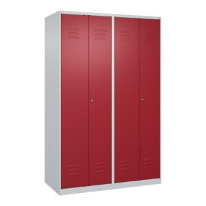 C+P Schwarz-Weiß-Spind Classic PLUS, 4 Abteile, 1850x1200x500mm, 7035/3003 Verschluss Zylinderschloss