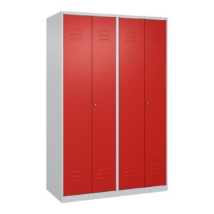 C+P Schwarz-Weiß-Spind Classic PLUS, 4 Abteile, 1850x1200x500mm, 7035/3020 Verschluss Zylinderschloss