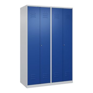 C+P Schwarz-Weiß-Spind Classic PLUS, 4 Abteile, 1850x1200x500mm, 7035/5010 Verschluss Zylinderschloss