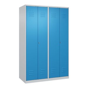 C+P Schwarz-Weiß-Spind Classic PLUS, 4 Abteile, 1850x1200x500mm, 7035/5012 Verschluss Zylinderschloss