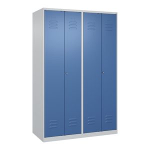 C+P Schwarz-Weiß-Spind Classic PLUS, 4 Abteile, 1850x1200x500mm, 7035/5023 Verschluss Zylinderschloss