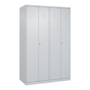 C+P Schwarz-Weiß-Spind Classic PLUS, 4 Abteile, 1850x1200x500mm, 7035/7035 Verschluss Zylinderschloss