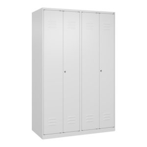 C+P Schwarz-Weiß-Spind Classic PLUS, 4 Abteile, 1850x1200x500mm, 9016/9016 Verschluss Zylinderschloss
