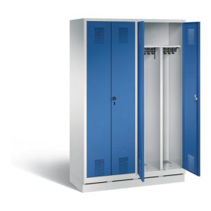 C+P Schwarz-Weiss-Spind Evolo, H1800xB1190xT500mm, Front Enzianblau, Korpus Lichtgrau (48022-40)