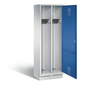 C+P Schwarz-Weiss-Spind Evolo, H1800xB610xT500mm, Front Enzianblau, Korpus Lichtgrau (48220-20)