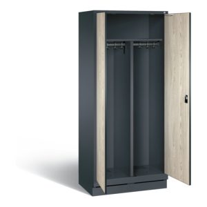 C+P Schwarz-Weiss-Spind Evolo, H1800xB810xT500mm, Front Dekor Sen-Esche, Korpus Anthrazitgrau (48022-22)