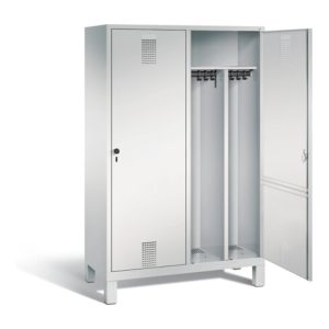 C+P Schwarz-Weiss-Spind Evolo, H1850xB1190xT500mm, Front Lichtgrau, Korpus Lichtgrau (48210-40)