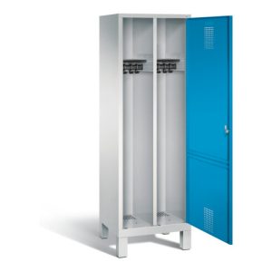 C+P Schwarz-Weiss-Spind Evolo, H1850xB610xT500mm, Front Lichtblau, Korpus Lichtgrau (48210-20)