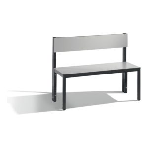 C+P Sitzbank mit Rückenlehne, Basic Plus, H796xB1000xT407mm, Gestell Schwarzgrau / Dekor Silbergrau (8060-300)