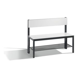 C+P Sitzbank mit Rückenlehne, Basic Plus, H796xB1000xT407mm, Gestell Schwarzgrau / Dekor Weiß (8060-310)