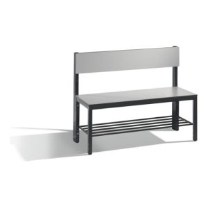 C+P Sitzbank mit Rückenlehne, Basic Plus, H796xB1000xT407mm, Gestell Schwarzgrau / Dekor Silbergrau (8060-310)