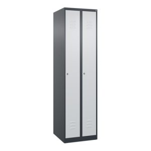 C+P Spind Classic PLUS, 2 Abteile, 1850x500x500mm, 7016/7035 Verschluss Zylinderschloss 3 Garderobenhaken