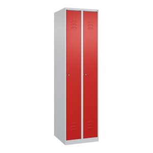 C+P Spind Classic PLUS, 2 Abteile, 1850x500x500mm, 7035/3020 Verschluss Zylinderschloss 3 Garderobenhaken