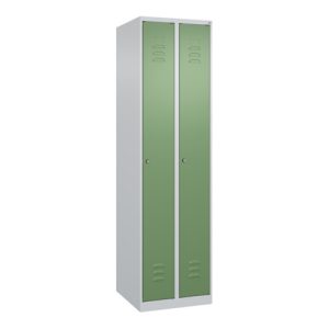 C+P Spind Classic PLUS, 2 Abteile, 1850x500x500mm, 7035/6011 Verschluss Zylinderschloss 3 Garderobenhaken