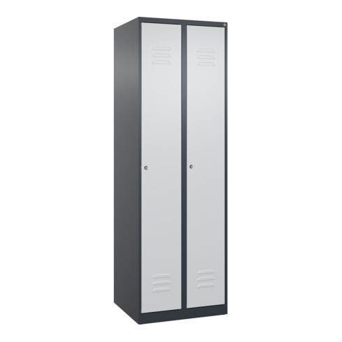 C+P Spind Classic PLUS, 2 Abteile, 1850x600x500mm, 7016/7035 Verschluss Zylinderschloss 3 Garderobenhaken