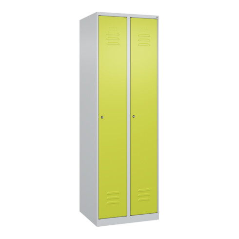 C+P Spind Classic PLUS, 2 Abteile, 1850x600x500mm, 7035/0024 Verschluss Zylinderschloss 3 Garderobenhaken