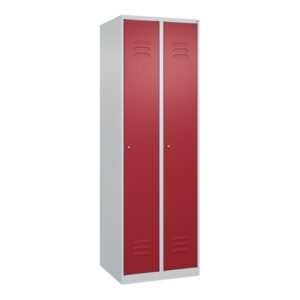 C+P Spind Classic PLUS, 2 Abteile, 1850x600x500mm, 7035/3003 Verschluss Zylinderschloss 3 Garderobenhaken