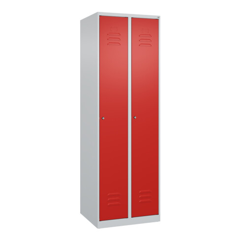 C+P Spind Classic PLUS, 2 Abteile, 1850x600x500mm, 7035/3020 Verschluss Zylinderschloss 3 Garderobenhaken