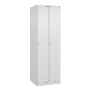 C+P Spind Classic PLUS, 2 Abteile, 1850x600x500mm, 9016/9016 Verschluss Zylinderschloss 3 Garderobenhaken