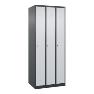 C+P Spind Classic PLUS, 3 Abteile, 1850x750x500mm, 7016/7035 Verschluss Zylinderschloss 3 Garderobenhaken