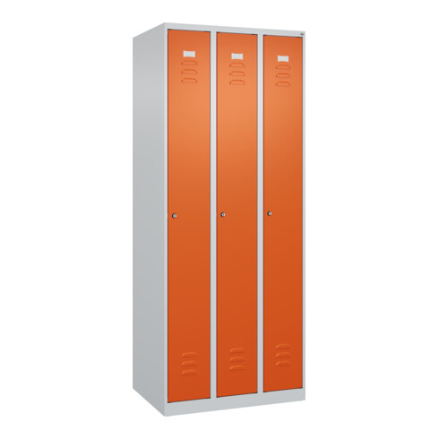 C+P Spind Classic PLUS, 3 Abteile, 1850x750x500mm, 7035/2004 Verschluss Zylinderschloss 3 Garderobenhaken
