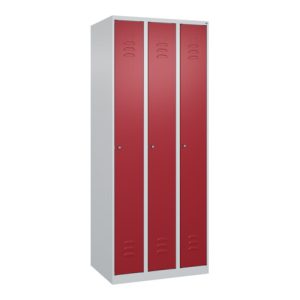 C+P Spind Classic PLUS, 3 Abteile, 1850x750x500mm, 7035/3003 Verschluss Zylinderschloss 3 Garderobenhaken