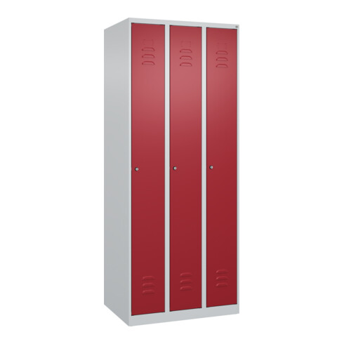 C+P Spind Classic PLUS, 3 Abteile, 1850x750x500mm, 7035/3003 Verschluss Zylinderschloss 3 Garderobenhaken