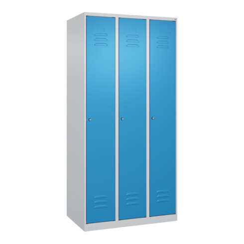 C+P Spind Classic PLUS, 3 Abteile, 1850x900x500mm, 7035/5012 Verschluss Zylinderschloss 3 Garderobenhaken