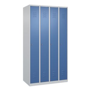 C+P Spind Classic PLUS, 4 Abteile, 1850x1000x500mm, 7035/5023 Verschluss Zylinderschloss 3 Garderobenhaken C+P Spind Classic PLUS, 4 Abteile, 1850x1000x500mm, 7035/5023 Verschluss Zylinderschloss 3 Garderobenhaken