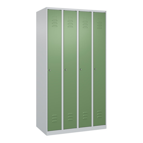 C+P Spind Classic PLUS, 4 Abteile, 1850x1000x500mm, 7035/6011 Verschluss Zylinderschloss 3 Garderobenhaken